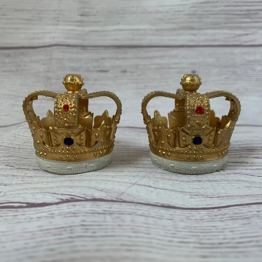 Vintage Wilton Gold King Crown Cake Toppers Set of 6 Cupcake Candle Holders